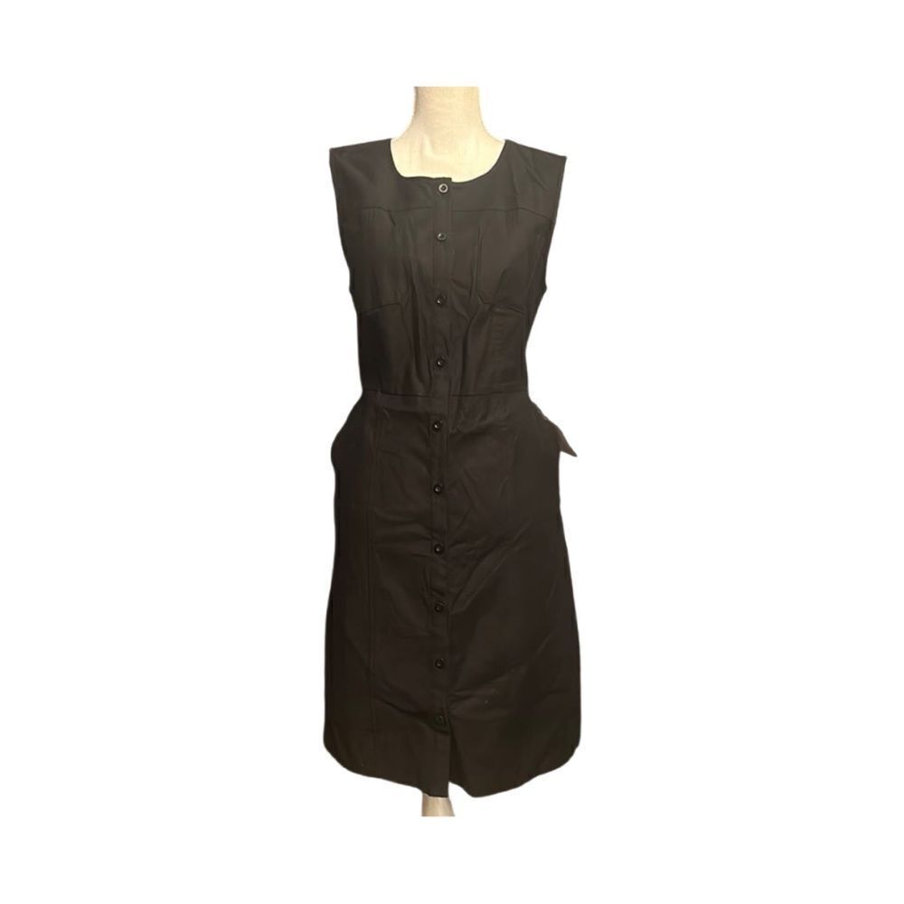 1901 Sleeveless Twill Dress in black Night Button Front Size‎ 6 New